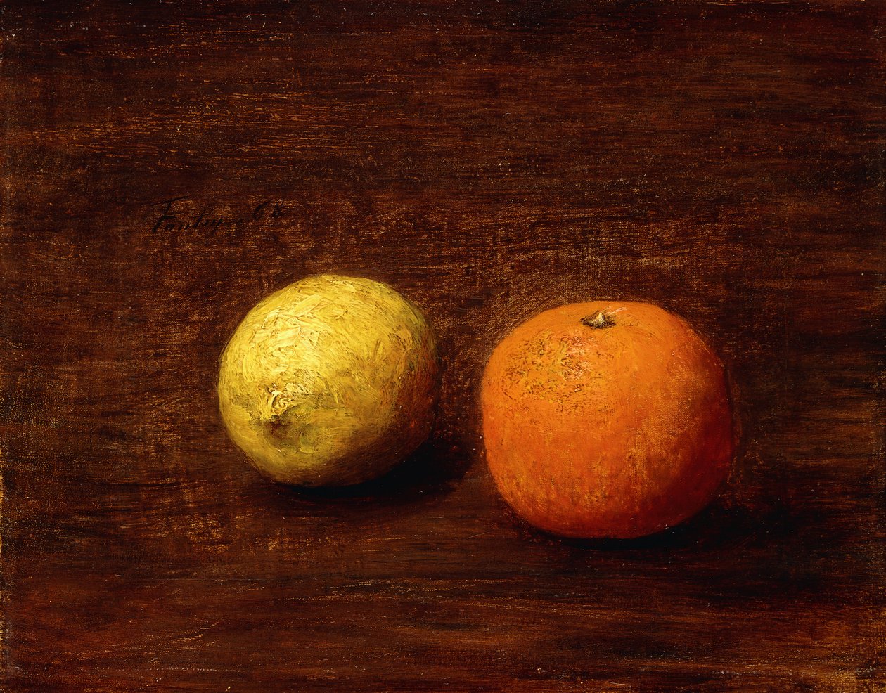 静物、レモン、オレンジ。 Nature Morte、Citron et Orange、1868 作： イグナス・アンリ・ジャン・ファンタン・ラトゥール