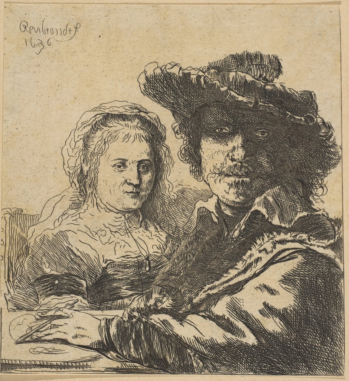 レンブラントと彼の妻のコピー、1786-1844。 作： Ignace Joseph de Claussin