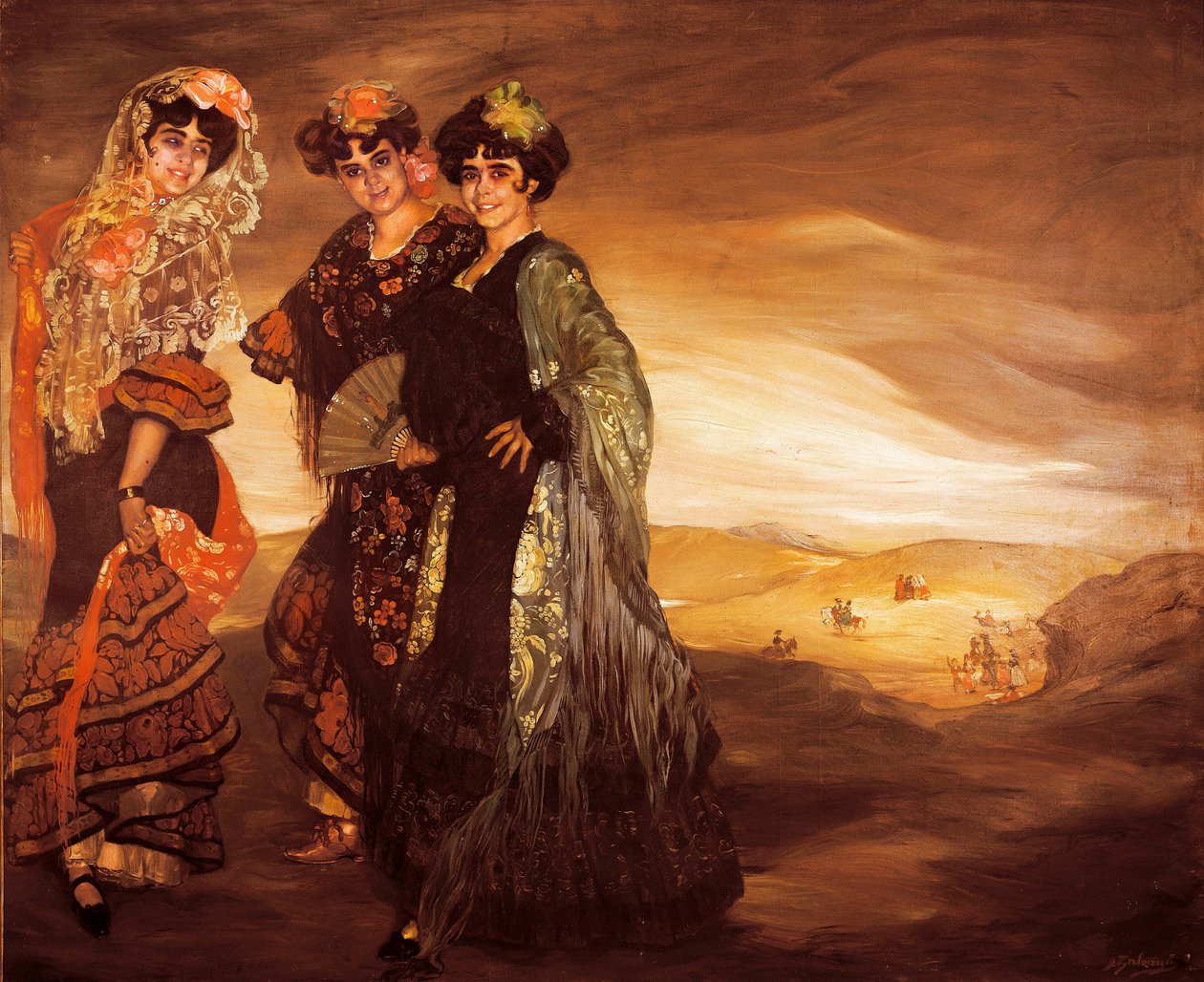 3人のいとこ（スペインの伝統的な踊り子の衣装を着て） 1903年頃 （油彩・キャンバス 作： イグナシオ・ズロアガ・イ・サバレタ