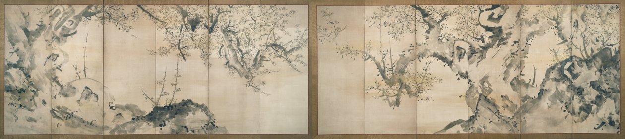 霧の中で梅の木を開花 作： 池の大河