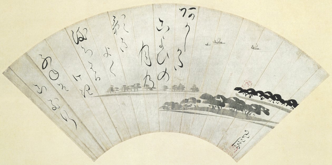 明石湾、18世紀後半（雲母をサイズにした紙にインク） 作： 池玉蘭