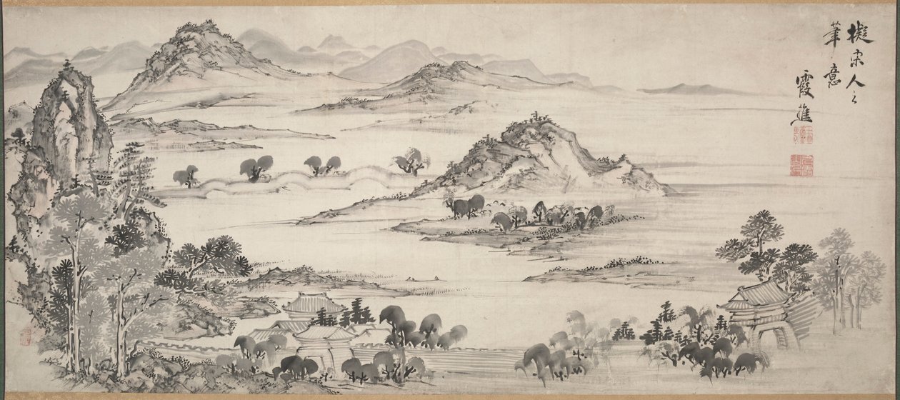 1700年代の西湖の眺め。 作： 池大雅