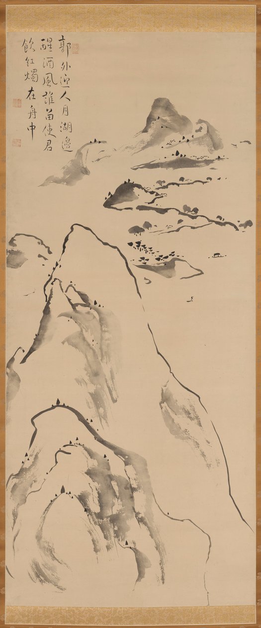 秋の月の下でボートで飲む 作： 池の大河