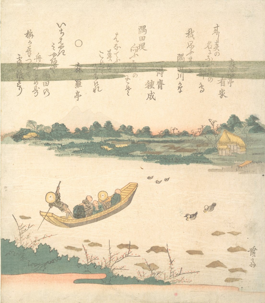 隅田川を渡るフェリー 1840年。 作： 池田鉄