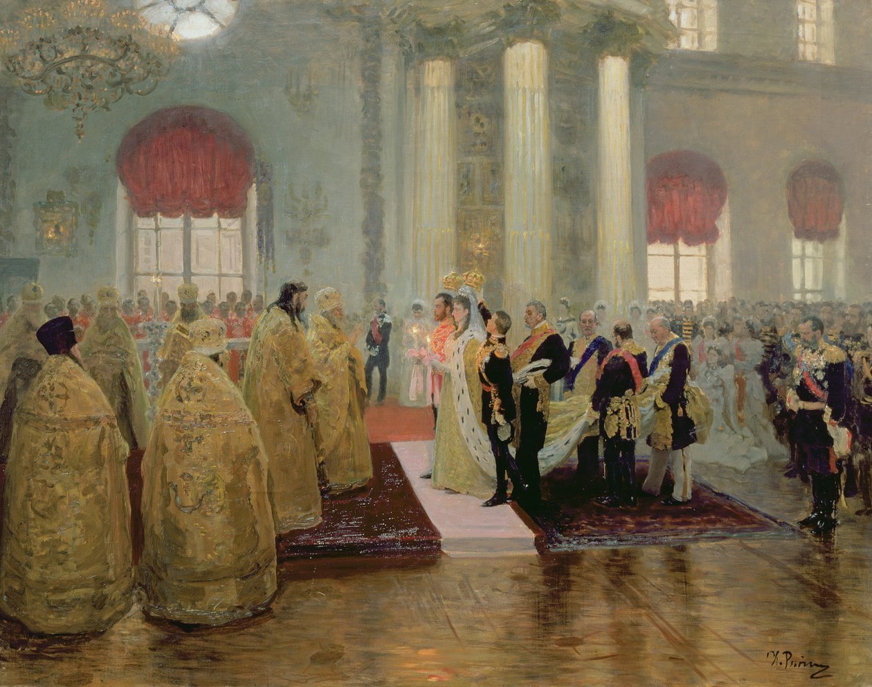 ニコライ2世（1868-1918）とアレクサンドラフェオドロフナ（1872-1918）の結婚1894 作： イリヤ・エフィモヴィチ・レーピン