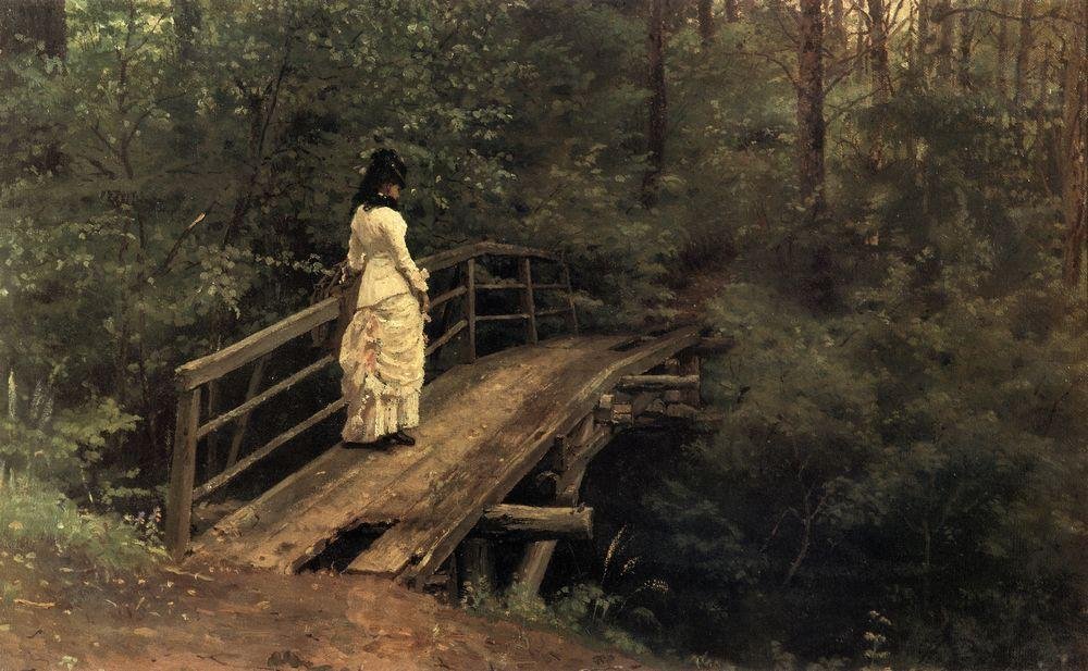 Abramtsevoの橋の上の夏の風景ベラAlekseyevna Repina 作： イリヤ・エフィモヴィチ・レーピン