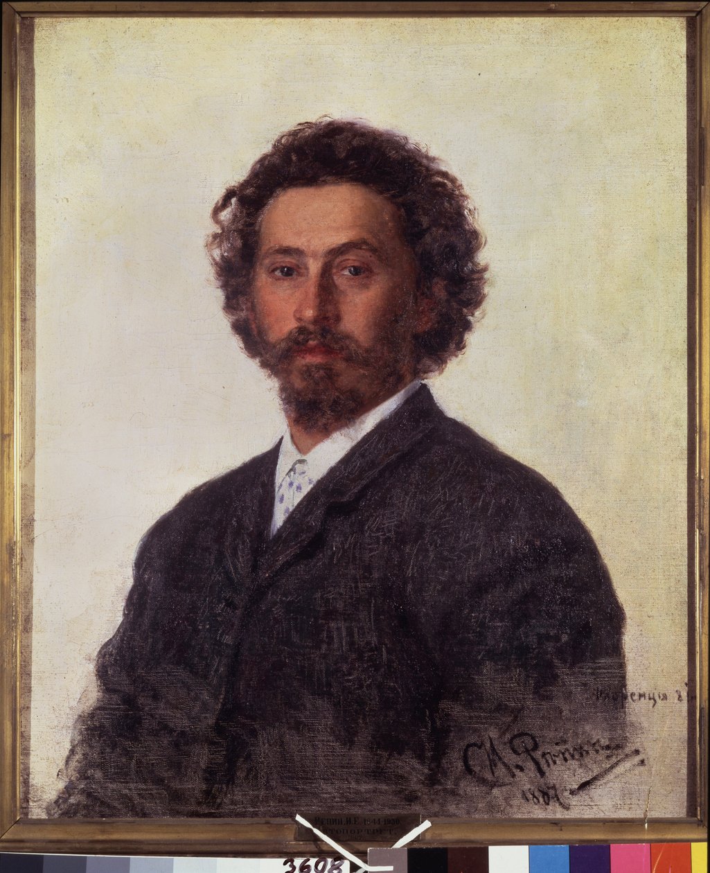 自画像。 Ilya Yefimovich Repin (Ilia Repin) (1844-1930) の絵画、キャンバスに油彩 作： イリヤ・エフィモヴィチ・レーピン