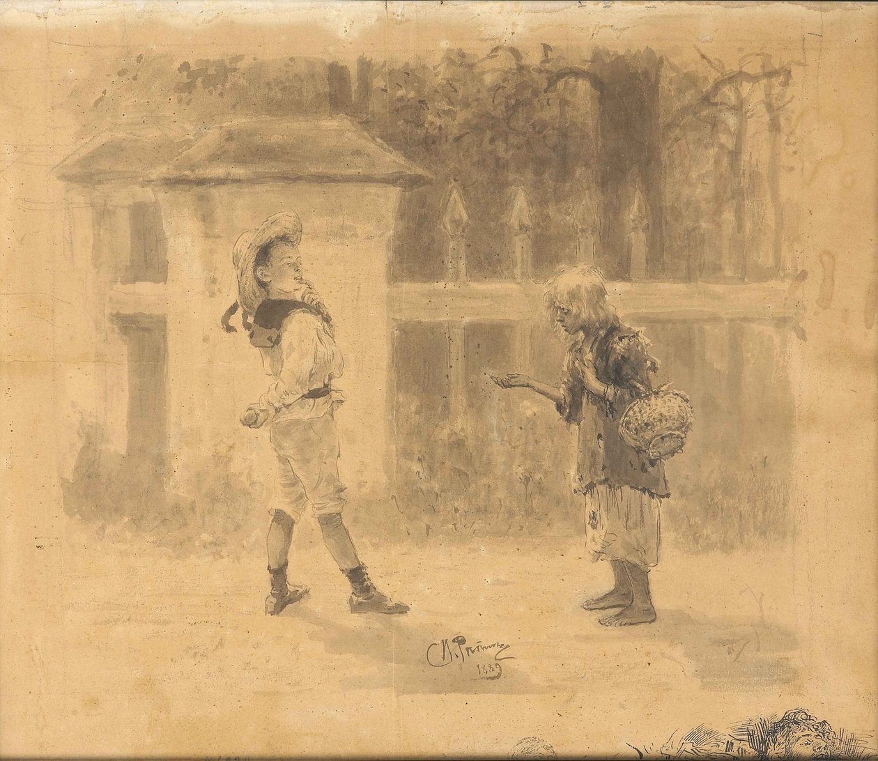 懇願する少女、1889年 作： イリヤ・エフィモヴィチ・レーピン