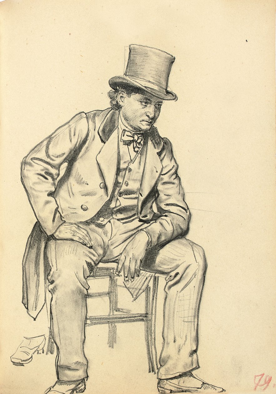 着席した男、脚に寄りかかった腕、c。 1872-1875 作： イリヤ・エフィモヴィチ・レーピン