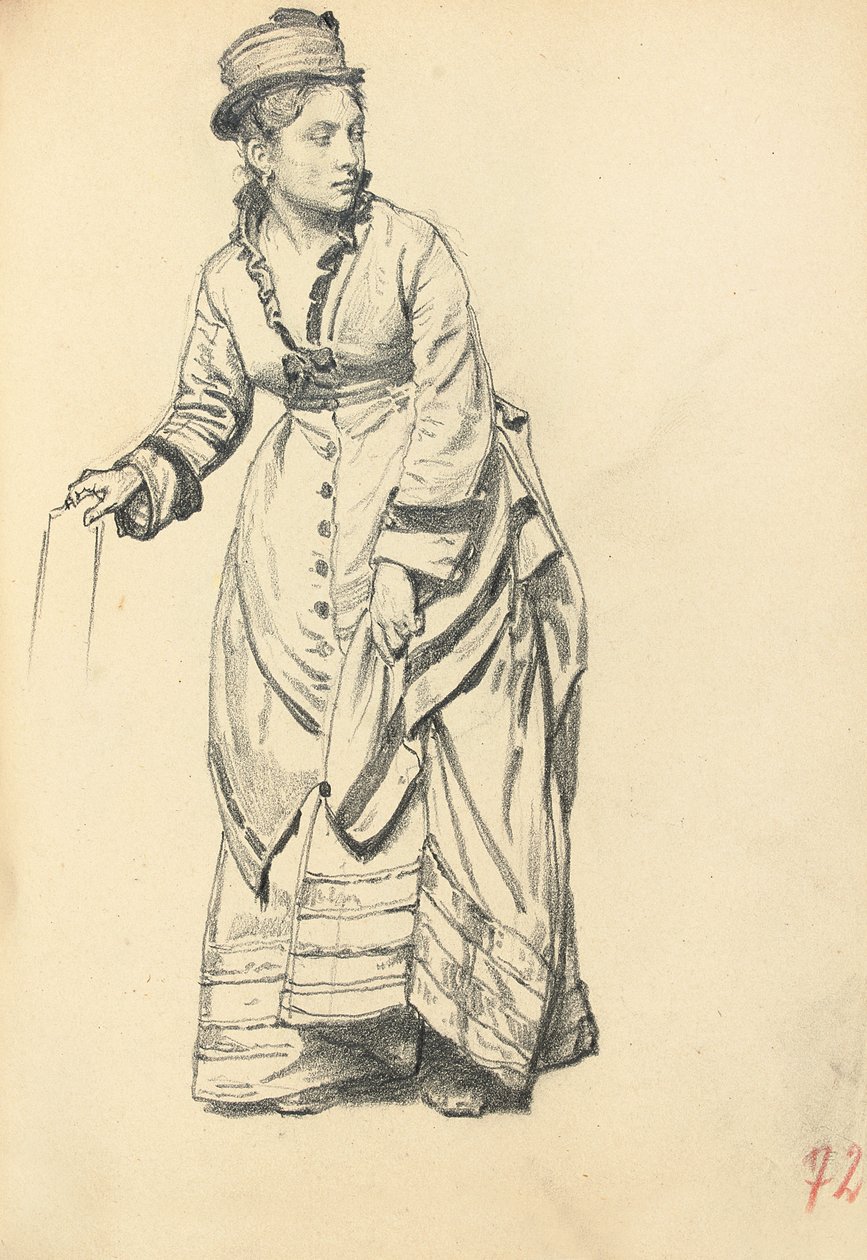 彼女のドレスを保持している立っている女性c。 1872-1875 作： イリヤ・エフィモヴィチ・レーピン