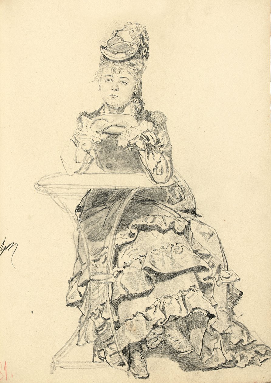 カフェのテーブルに座っている女性c。 1872-1875 作： イリヤ・エフィモヴィチ・レーピン