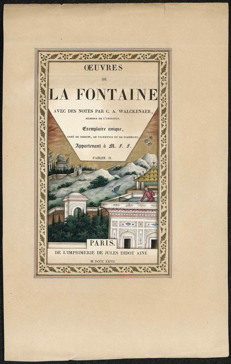 ラフォンテーヌ寓話、1837年から1839年。 作： イマーム・バフシュ・ラホリ