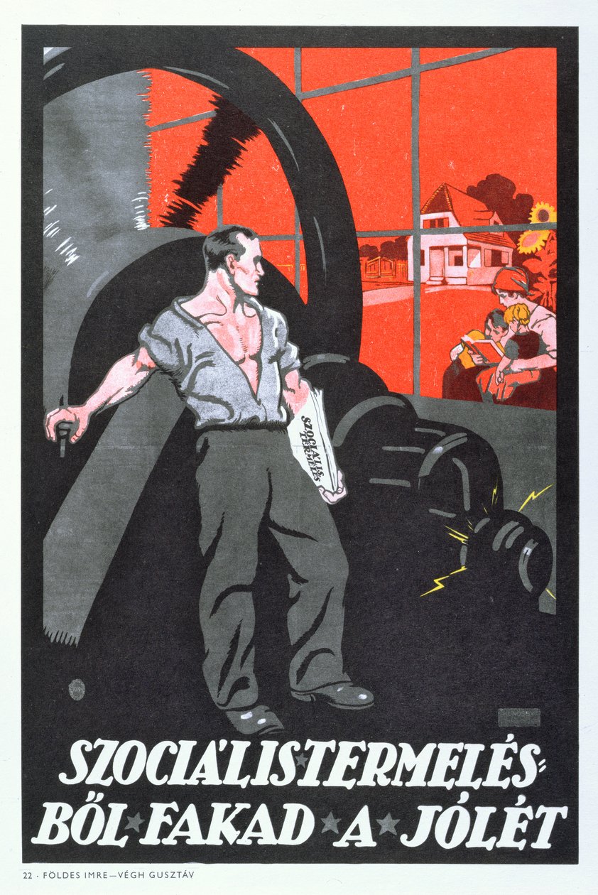 幸福は社会主義的生産の産物、ハンガリー共産革命のポスター、1919年 作： イムレ・フェルデス