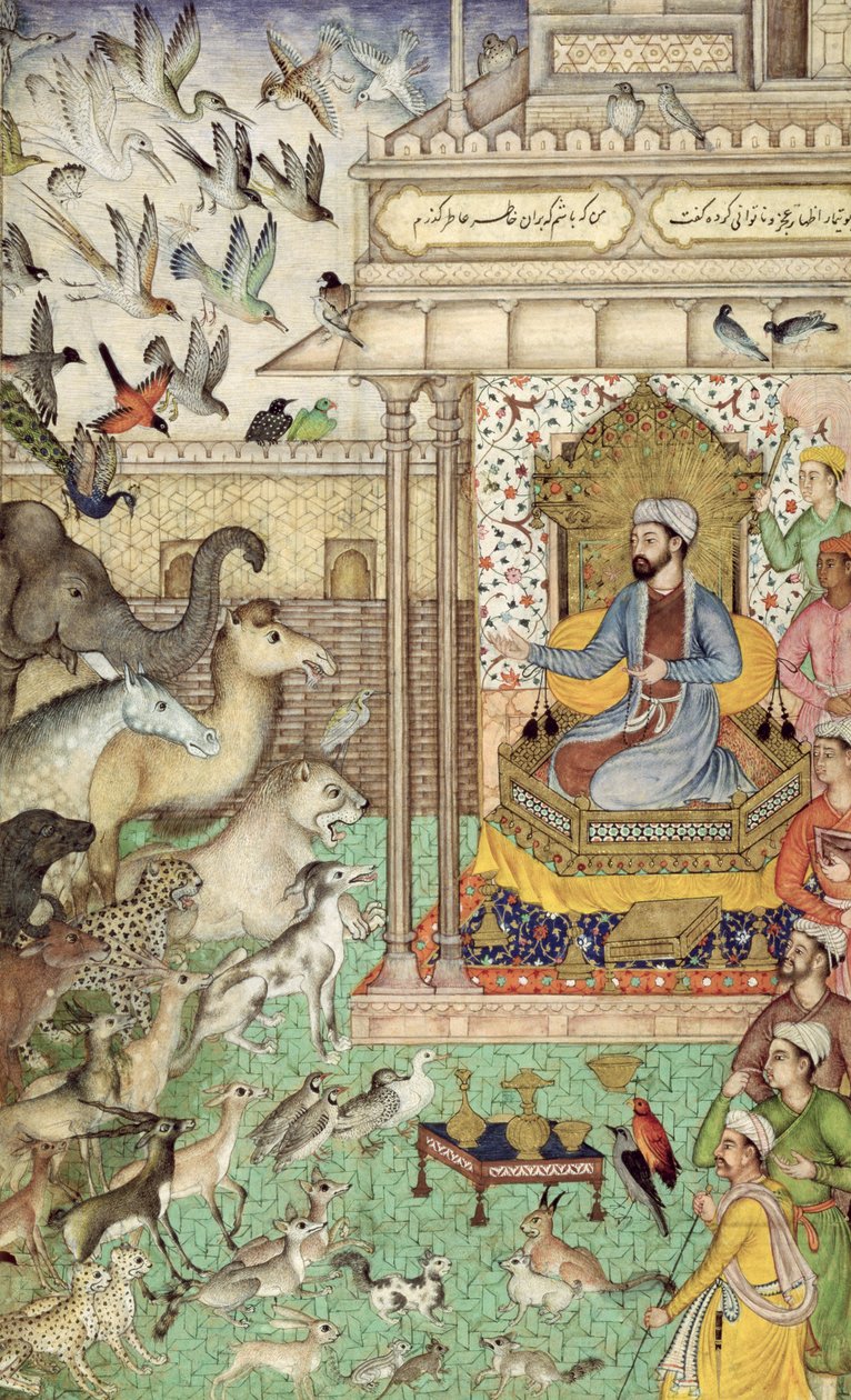 に。 04、f.74rソロモン王と動物、1595年頃 作： インドの学校