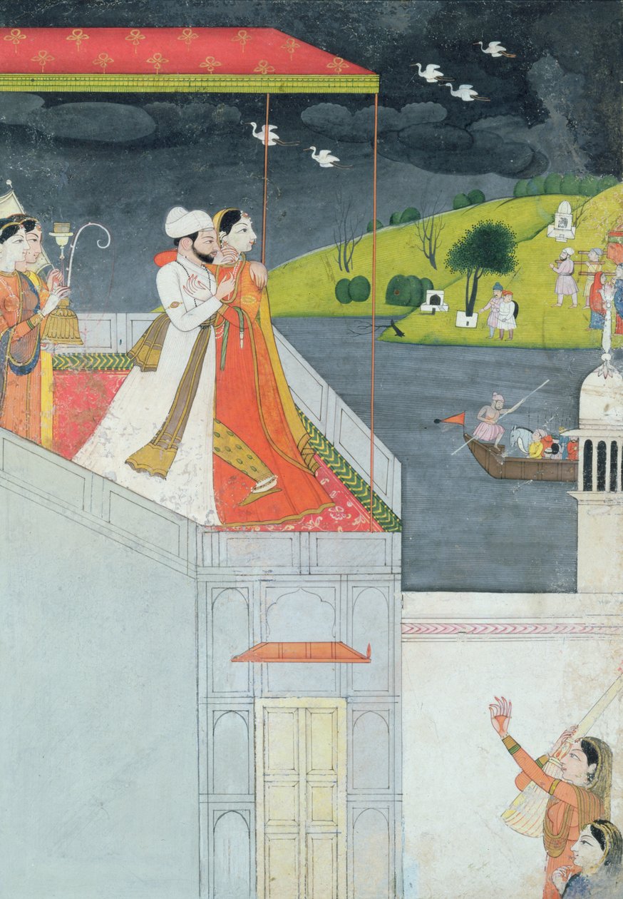 テラスの恋人、1780年から1800年頃 作： インドの学校