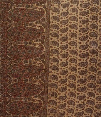 ヤギのフリースのショール、カシミール、1830年頃、織機織り 作： インドの学校