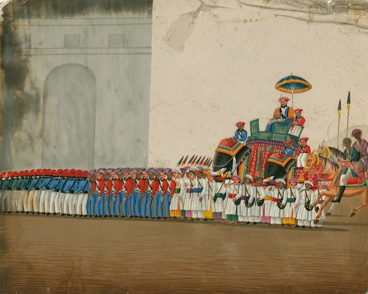 象に乗るスルタンc。 1800 作： インドの芸術