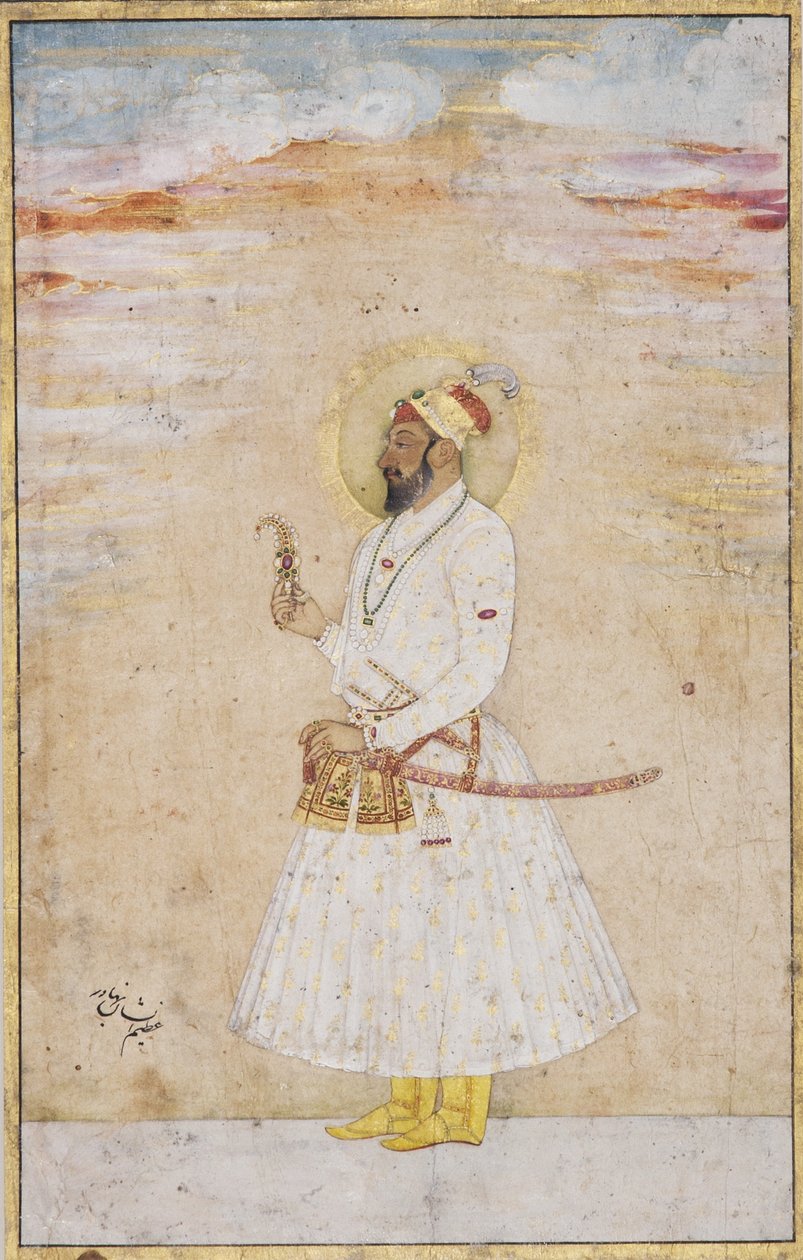 Azim us Shan Bahadur、c.1720（不透明なトイレと紙の上の金） 作： インドの学校