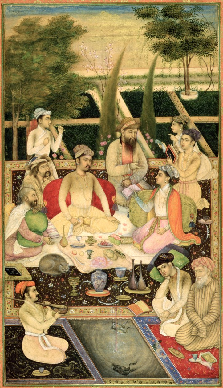 に。 07A.8庭にいる2人の王子、1615年 作： インドの学校