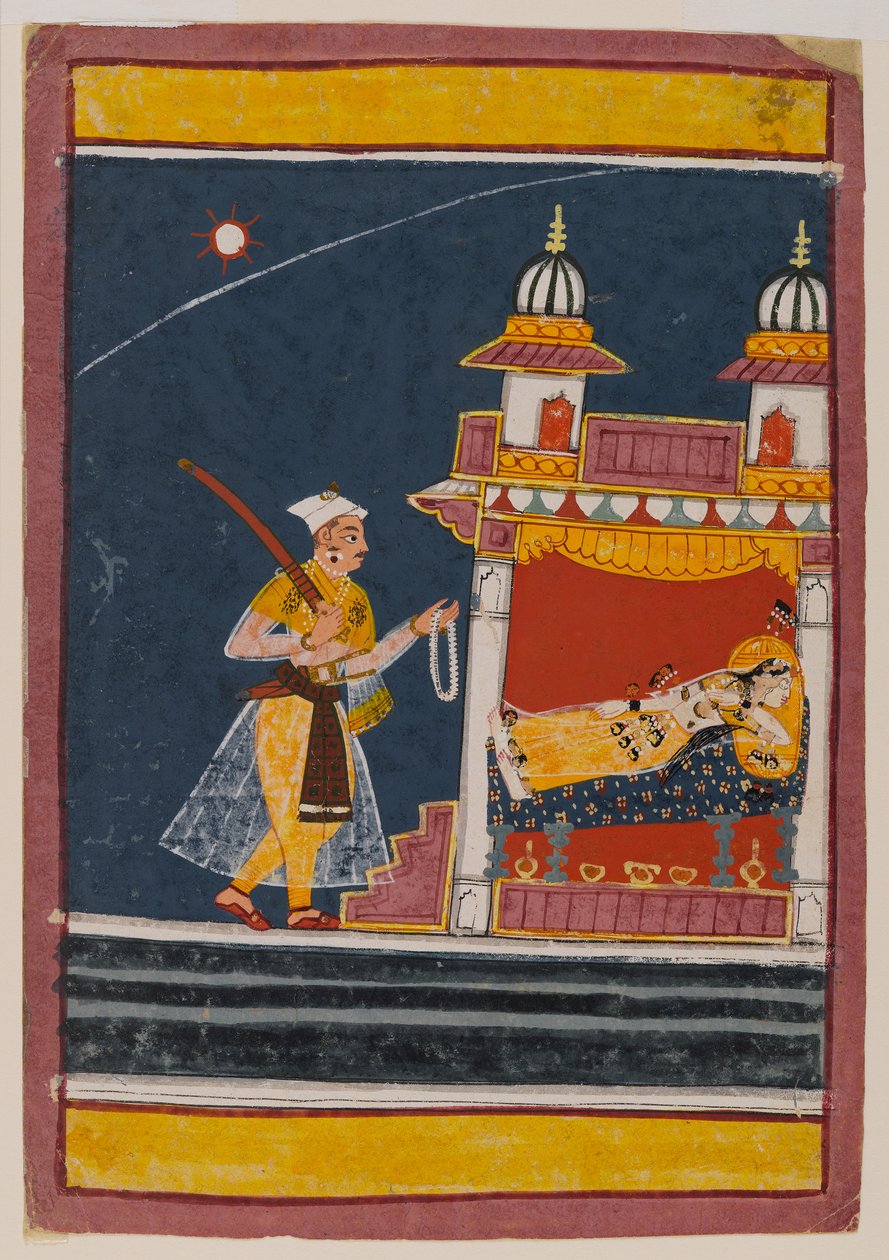 Lalita Ragini、1650年頃（紙と紙と金） 作： インドの学校