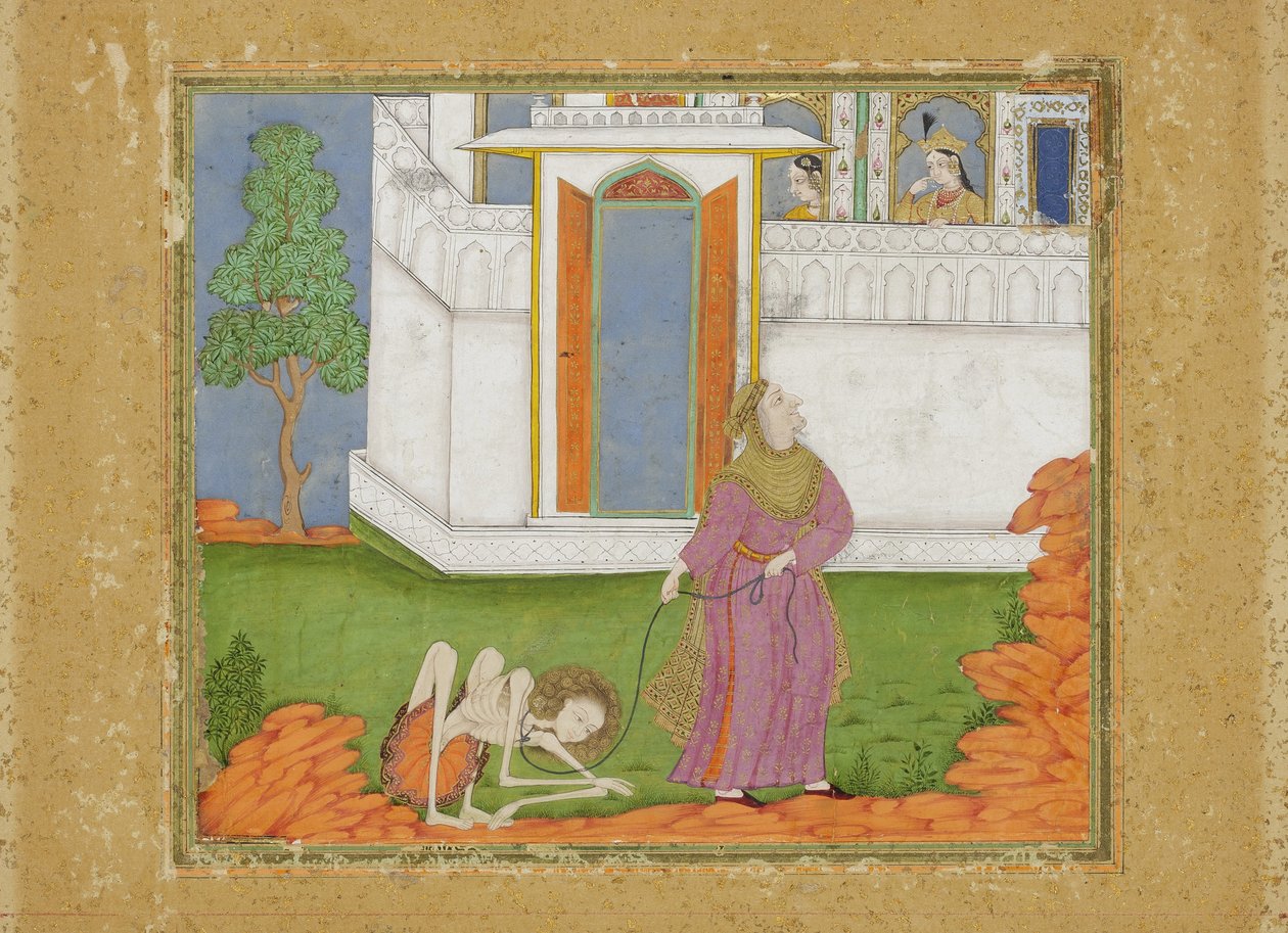 Majnunはabject状態、c.1700（紙に不透明なトイレとゴールド）に縮小されます。 作： インドの学校