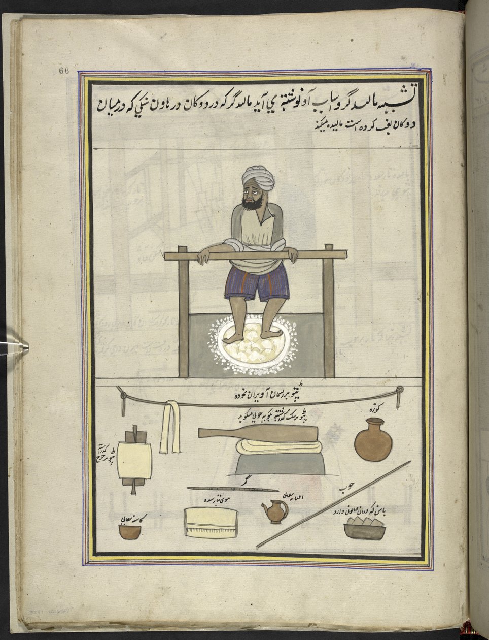 Mann, der feines Wolltuch herstellt (malida) von Indian School