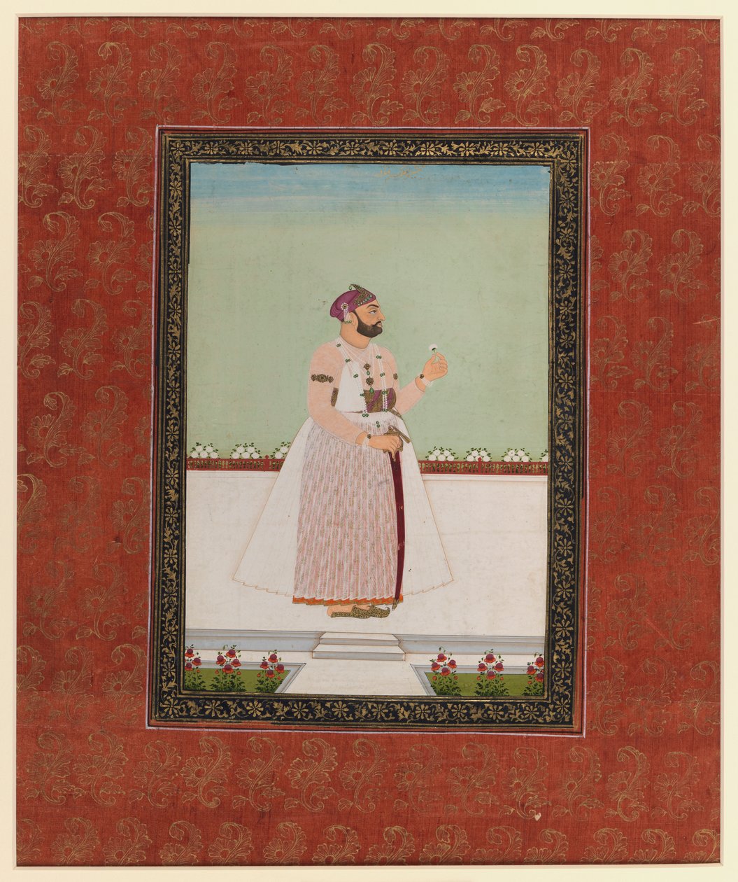 Munir al-Mulk Bahadur、1875-1900（紙に不透明なトイレとゴールド） 作： インドの学校