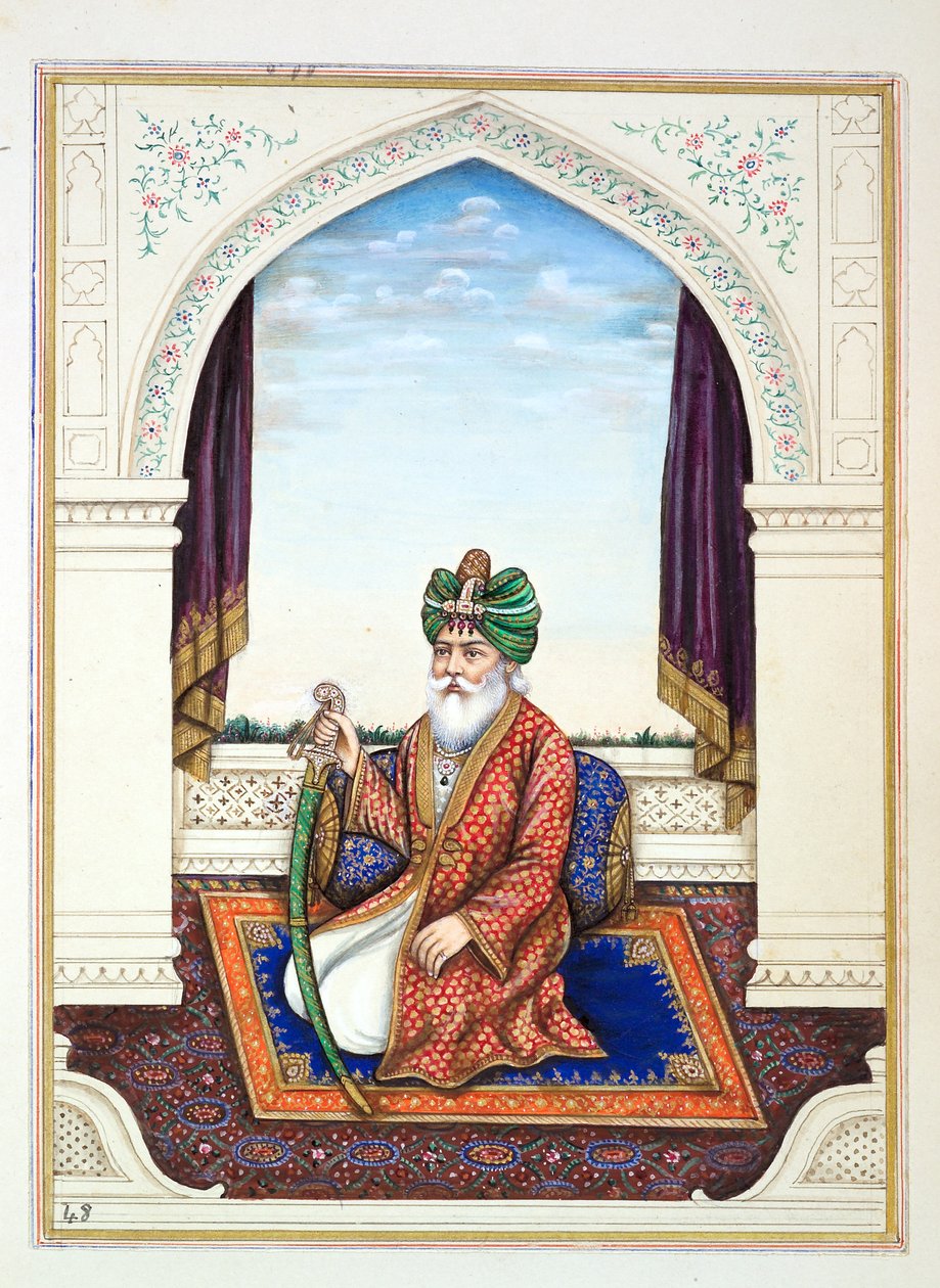 Nawab Mozaffir Khan（Multani）、パンジャブ王国、その支配者および首長、第2巻、正体不明のインド人アーティストによる水彩画研究30巻、1840年頃（紙にwc） 作： インドの学校