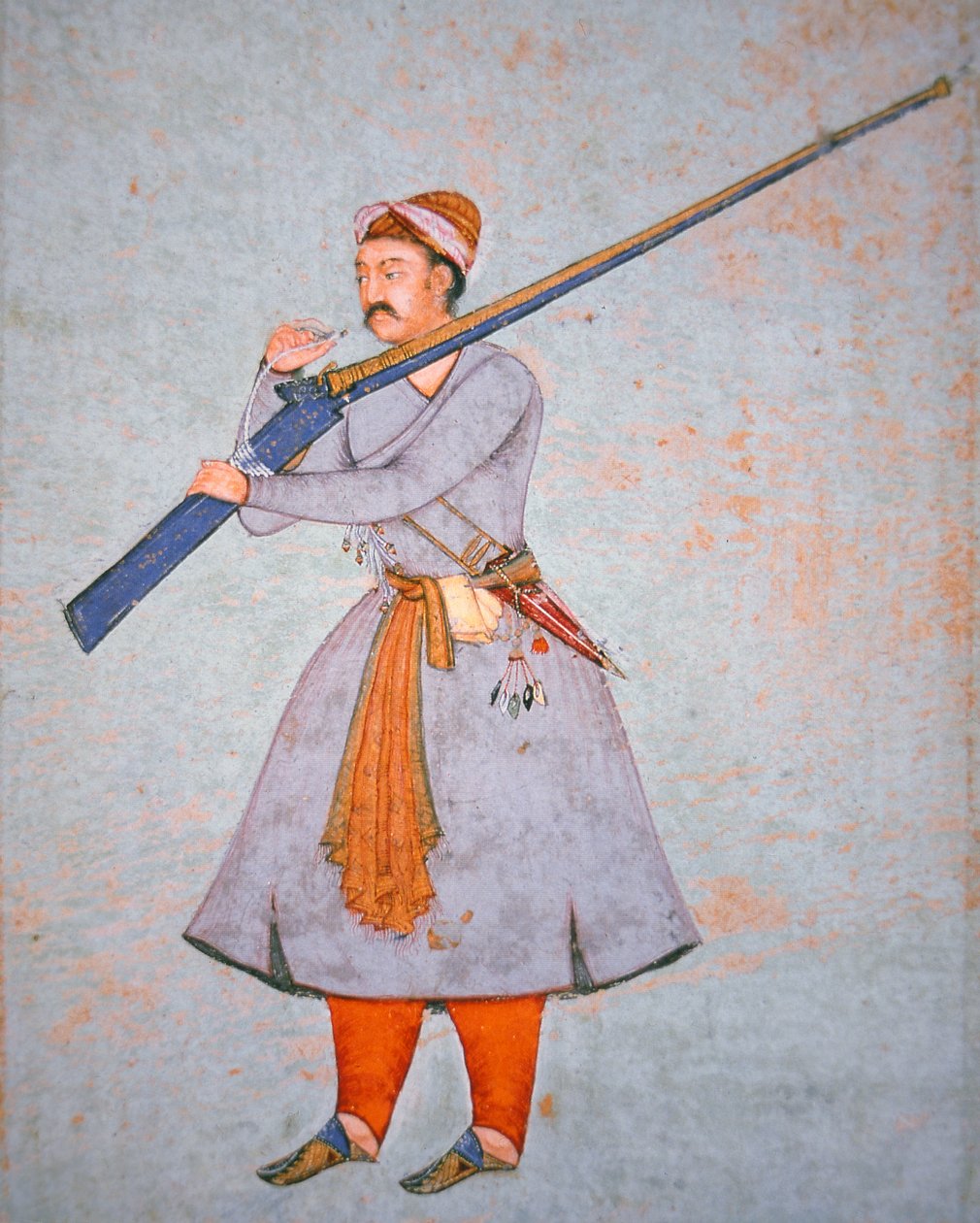 1585年頃のムガル帝国軍の将校（カラーリトグラフ 作： インドの学校
