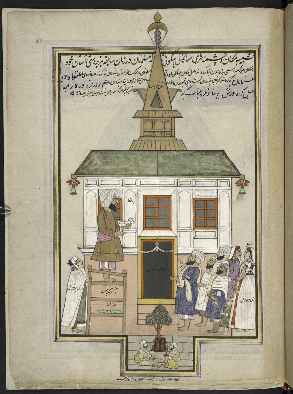 Prediger und Gläubige in der Holzmoschee von Shah Hamadan, Srinagar, ursprünglich das Heiligtum von Mahakali Bhagwati von Indian School