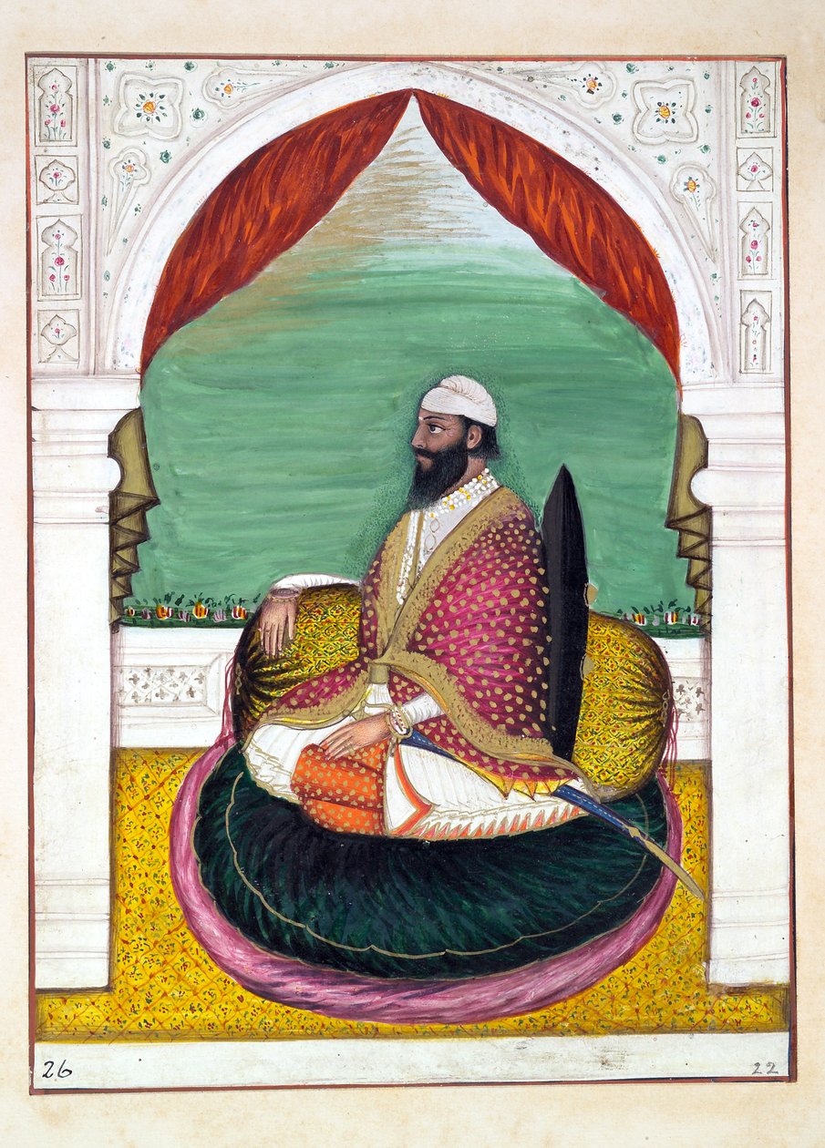 パンジャーブ王国のSirdar Mangal Singh、その統治者と首長、第1巻、正体不明のインド人アーティストによる水彩画研究27巻、1840年頃（紙にwc） 作： インドの学校