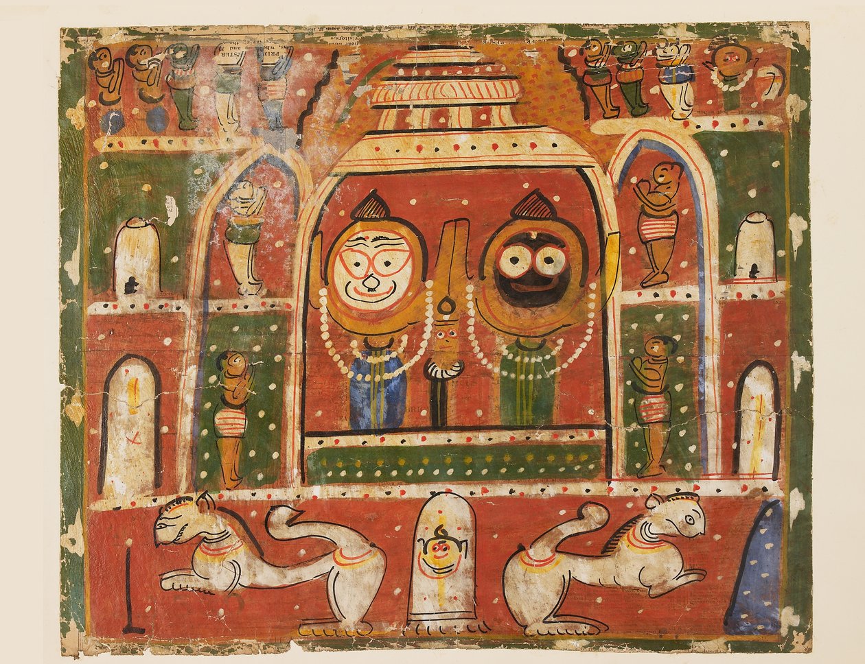 プーリの神社でのジャガンナータ・トリオ 作： インドの学校