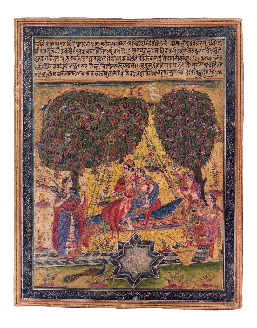 ミュージカルモード、ヴァサント、1675年頃（紙に不透明なトイレと金） 作： インドの学校