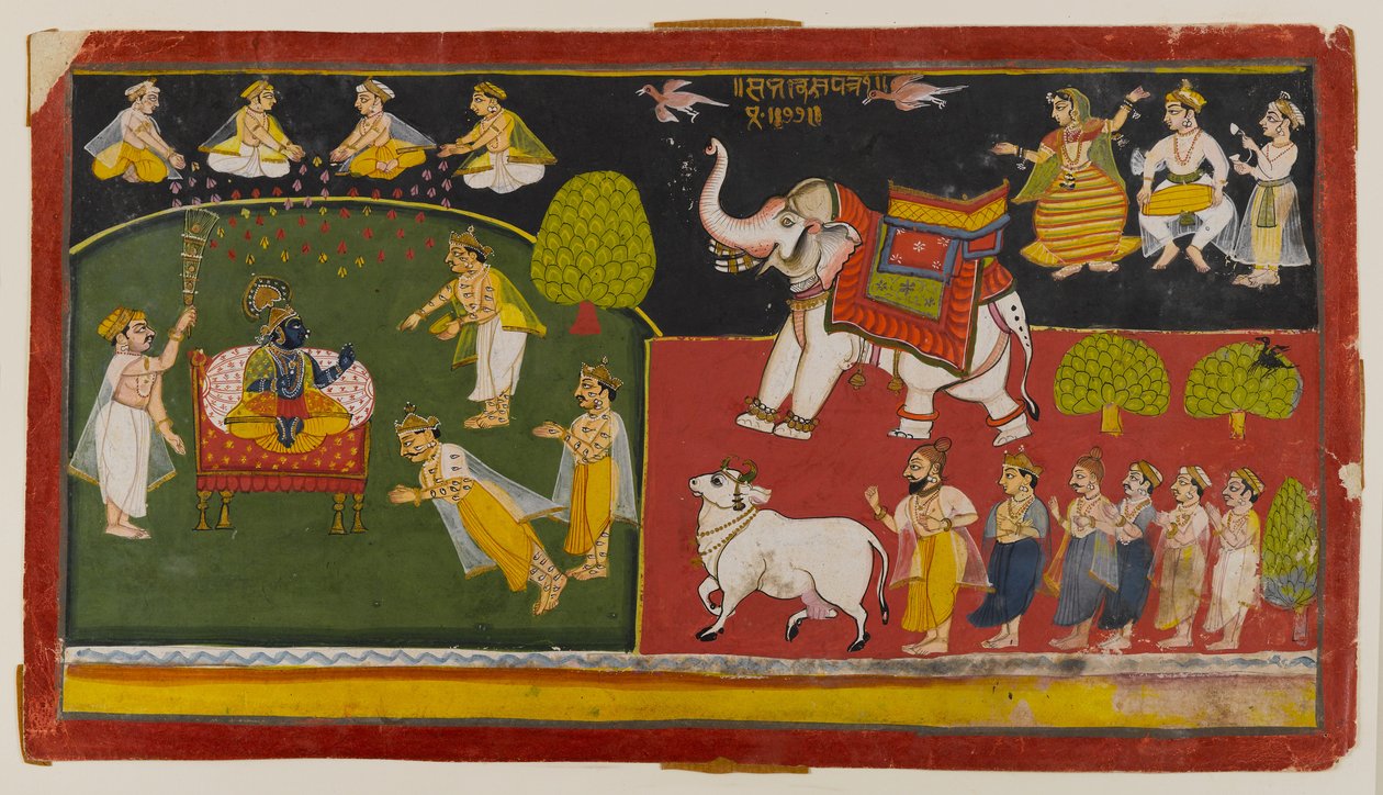 正体不明のシーン、オーランガバード、1725年頃（紙にトイレ） 作： インドの学校