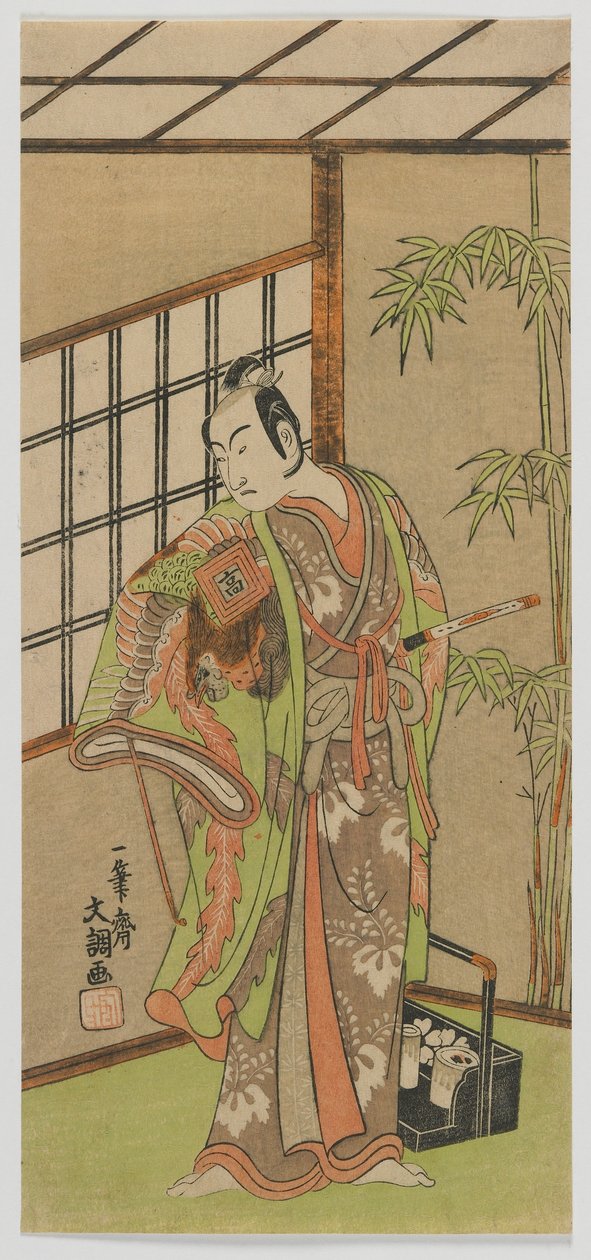 俳優市川駒造二世、江戸時代、1769年（版木版） 作： 一筆祭文鳥