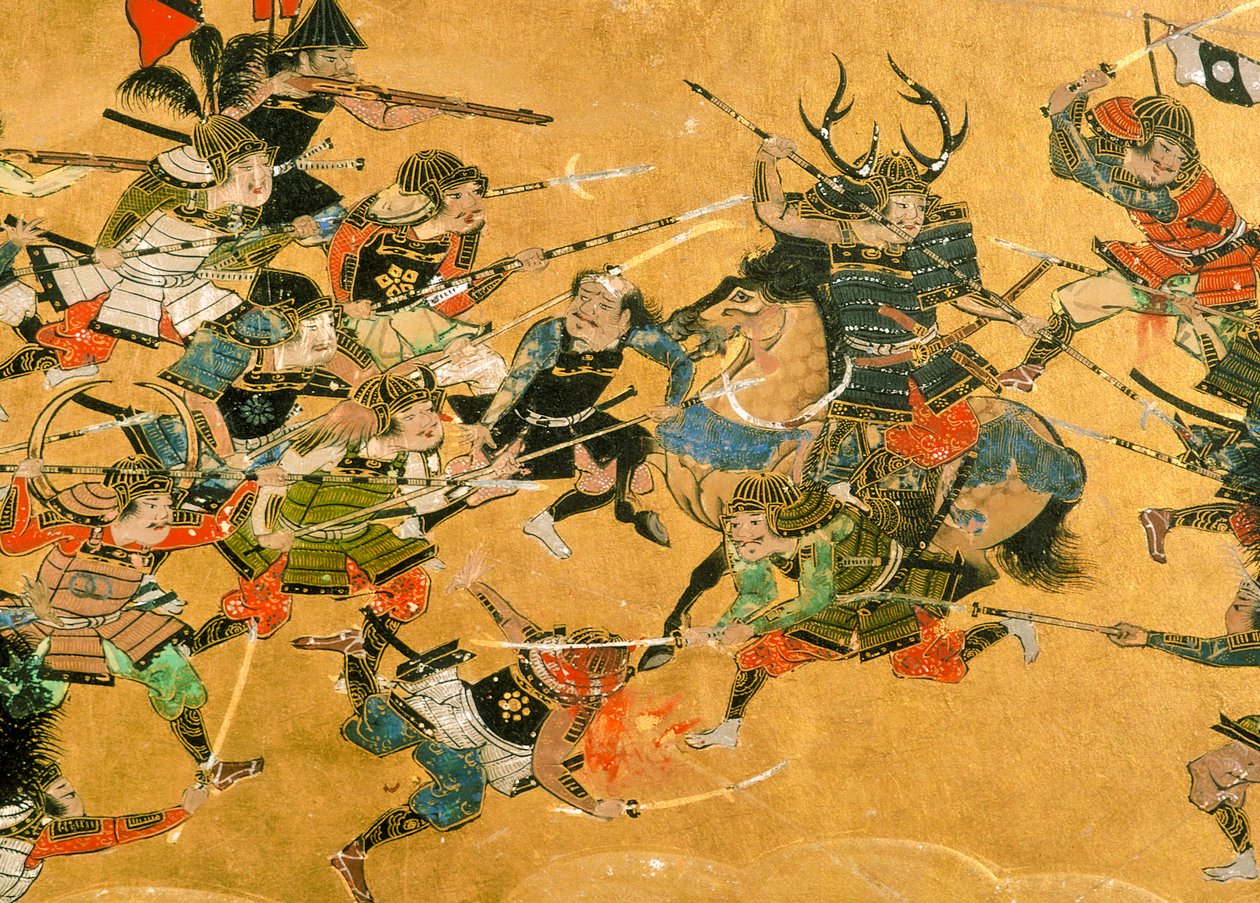大坂の陣の場面を描いた中2枚のパネル、2005年（写真） 作： アイラブロック