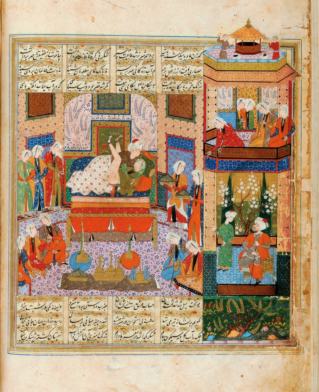 KhusrawとShirinの結婚の完成ミニチュア8つの詩のサイクルから 作： イランのマスター