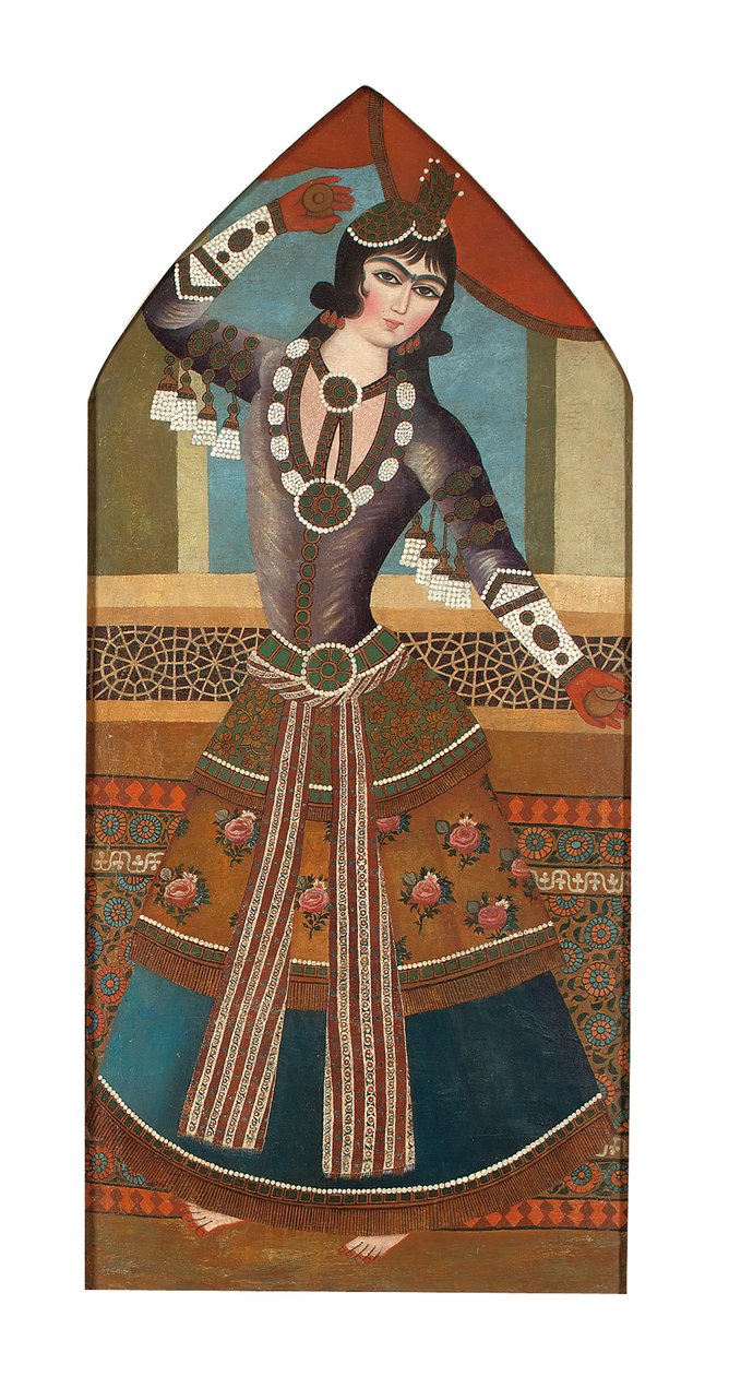 ガージャール朝の踊る少女、1840年頃（キャンバスに油彩） 作： イランの学校