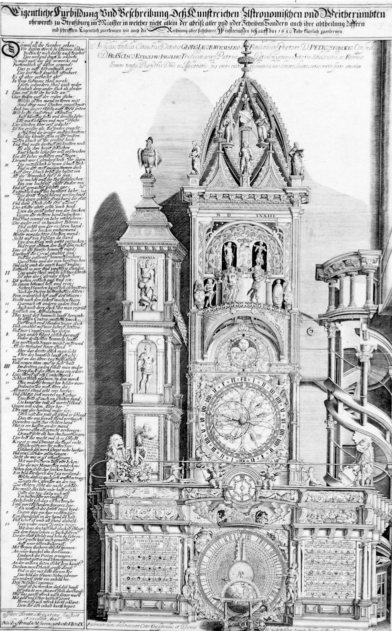 ストラスブール大聖堂の天文時計、1621年（彫刻と活版） 作： フランツ・アイザック・ブラン