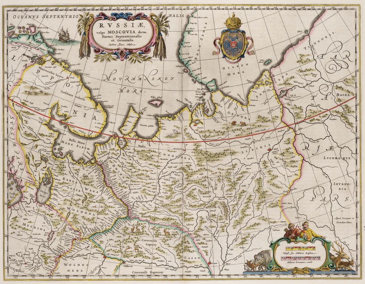 ロシアの地図 From:1630年代のPartes Septentrionalis et Orientalis 作： アイザックアブラハムス。マッサ