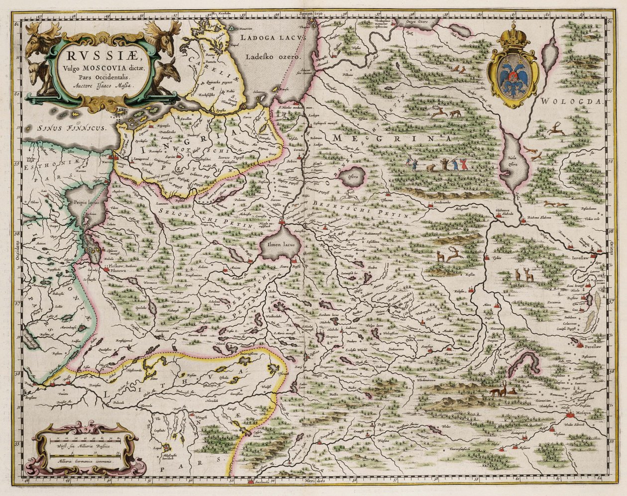 ロシア西部の地図 出典: 北部と東部、1664 年 作： アイザックアブラハムス。マッサ