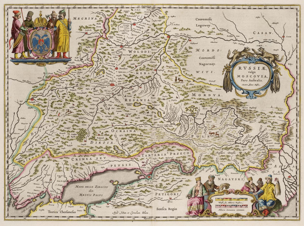 ロシア南部の地図: 北と東の部分、1664 年 作： アイザックアブラハムス。マッサ