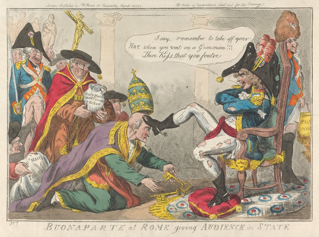 Buonaparte in Rom gibt Audienz im Staatsgewand 作： アイザック・クルシャンク