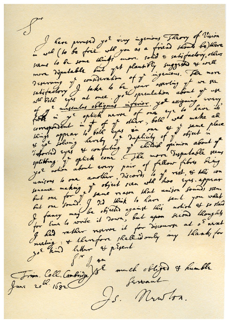 1682年6月20日、アイザックニュートン卿からウィリアムブリッグスへの手紙。 作： アイザック・ニュートン