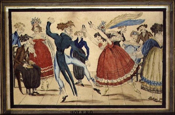 ボレロ」1820年頃（紙にペンとインク、水彩画） 作： アイザック・ロバート（後）クルクシャンク