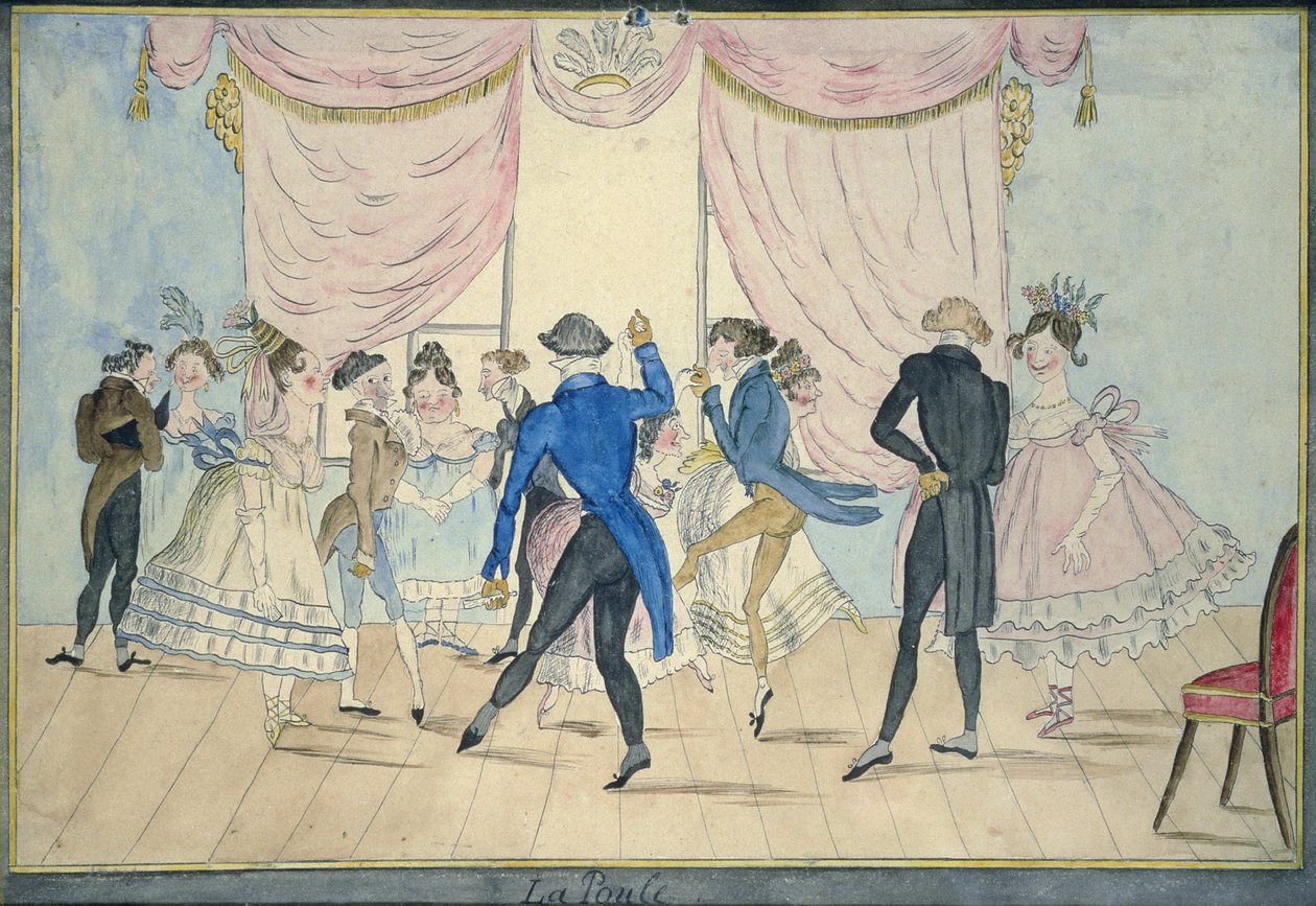 La Poule、1820年頃（ペンとインク、紙にトイレ） 作： アイザック・クルシャンク