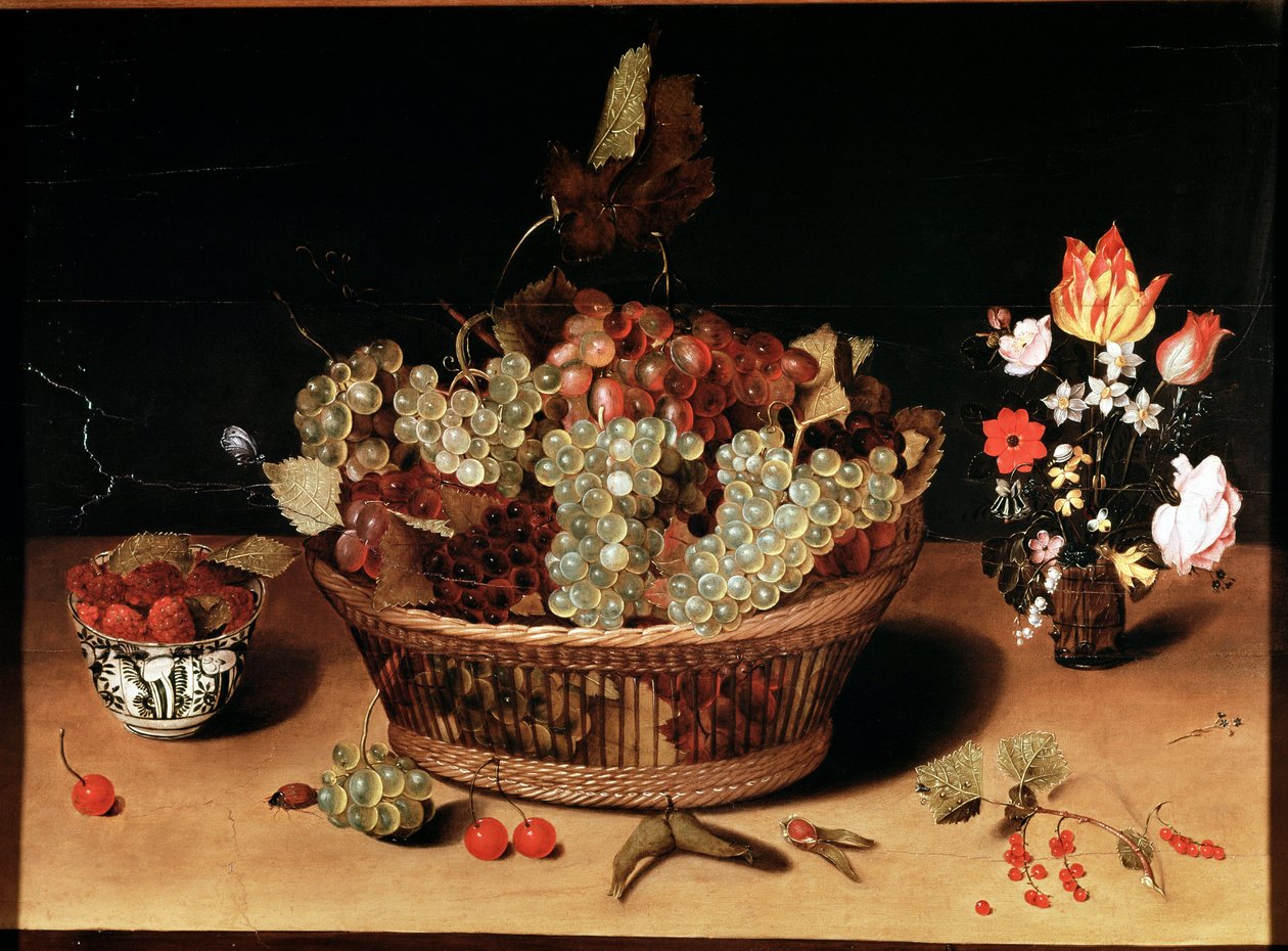 花と果物のある静物画 イザック・ソロー（1604-1644）作 17世紀 トリノ Galleria Sabauda, inv 758 作： アイザック・ソロー