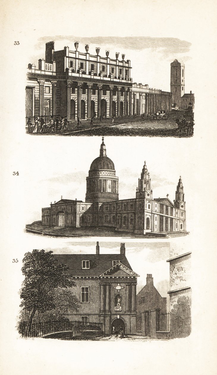 イングランド銀行、セントポール大聖堂、ブルーコート・スクールまたはクライストホスピタル 作： アイザックテイラー