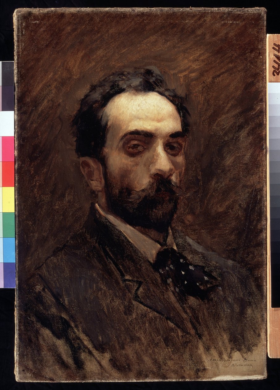 自画像。 Isaac Ilyich Levitan (1860-1900) による絵画。 キャンバスに油彩、1890年後半。ロシア美術、19世紀の肖像画。 国立トレチャコフ美術館、モスクワ。 作： アイザック・イリイチ・レヴィタン