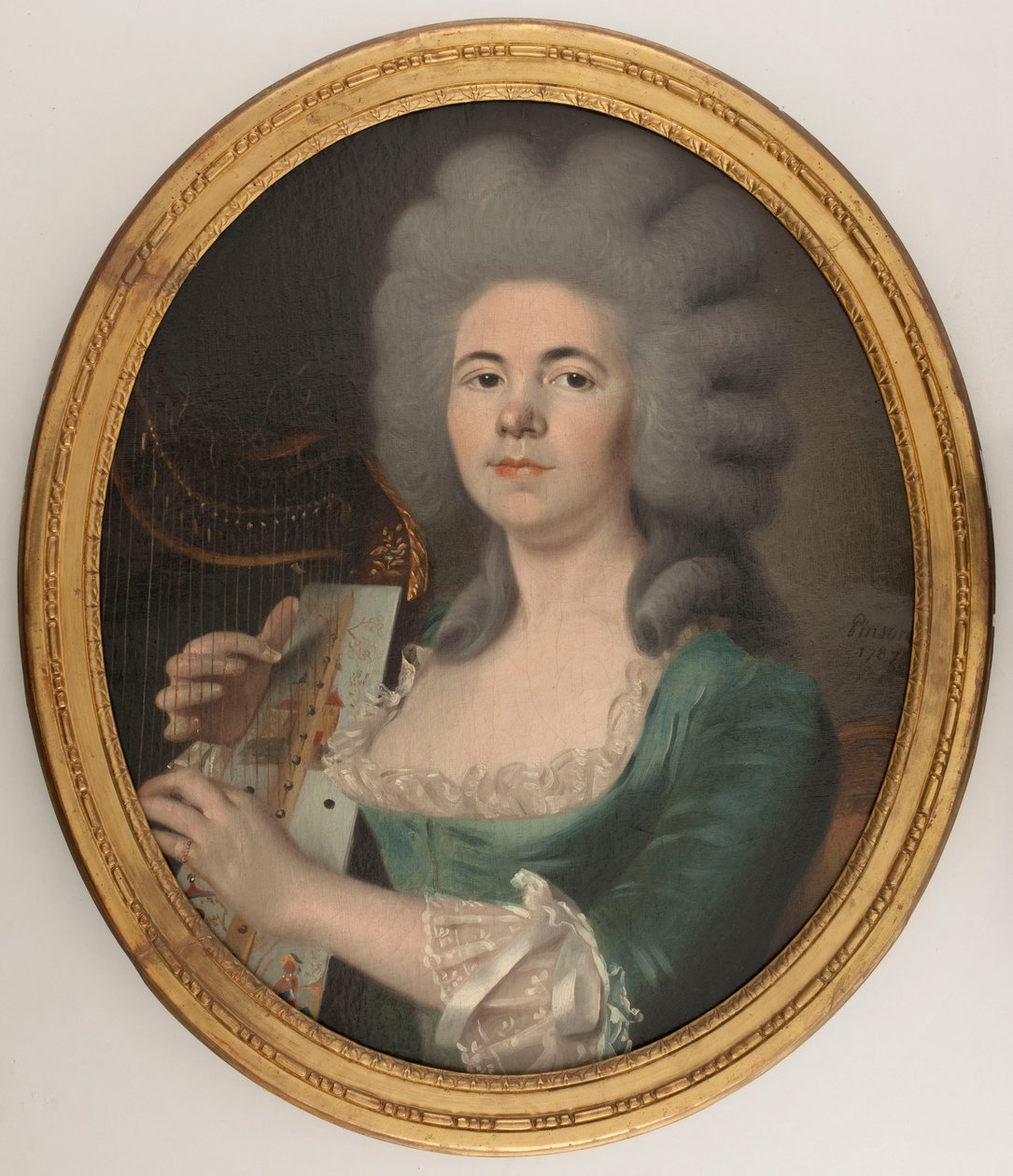 歌手ロザリー・デュガソン（1755-1821）と推定される肖像画（油彩・カンヴァス） 作： イザベル・ピンソン